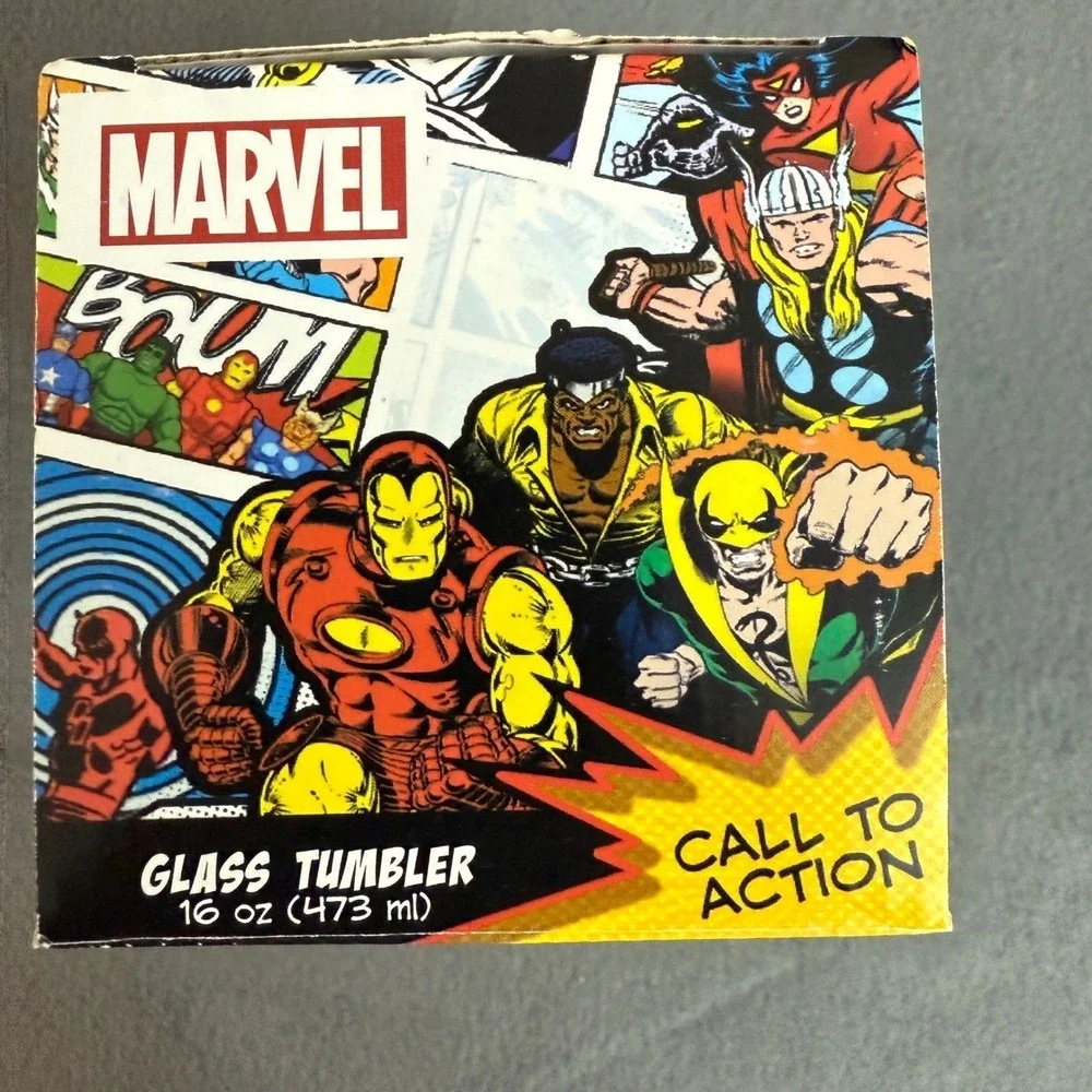 Marvel Comics Glass Tumbler 16 oz Call‎ to Action Heroes Collection